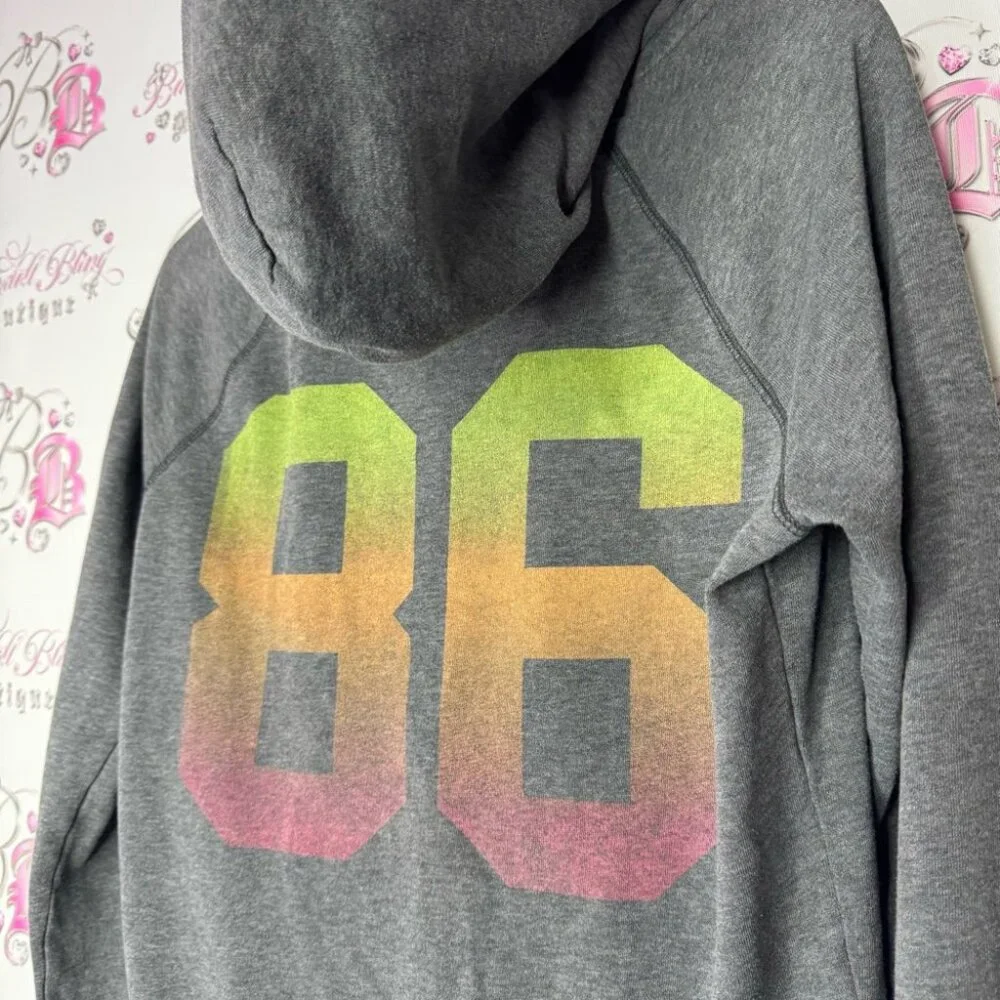 Victoria secret pink sweater hoodie ombré sunset 86 on back zip up zipper grey - Picture 3 of 11